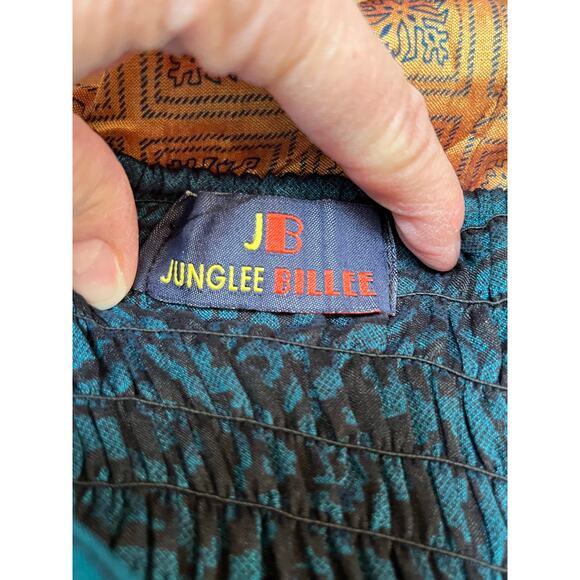 NWT Junglee Billee Women’s Gold Green Tribal Print Kulot Pants Wide Leg Boho - Picture 3 of 9